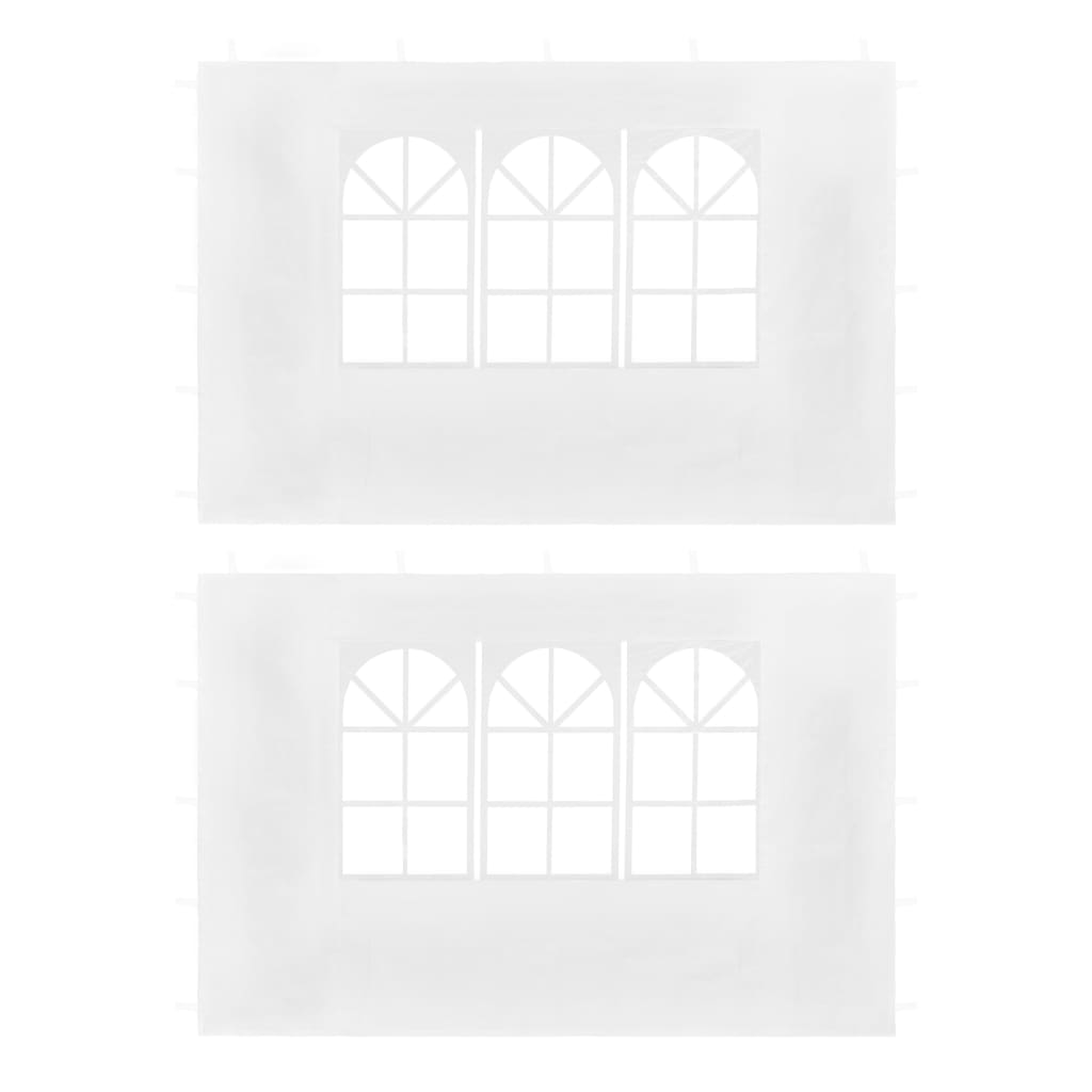 vidaXL Party Tent Sidewalls 2 pcs with Window White