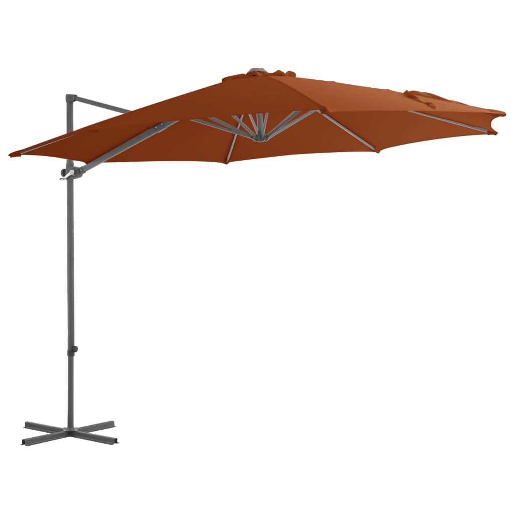 vidaXL Cantilever Umbrella with Steel Pole Terracotta 300 cm