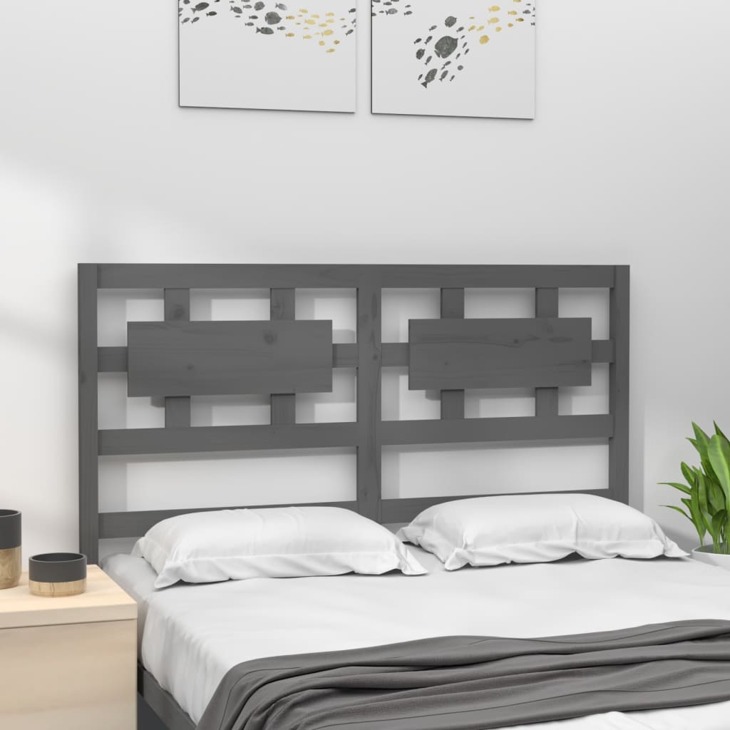 vidaXL Bed Headboard Grey 165.5x4x100 cm Solid Wood Pine