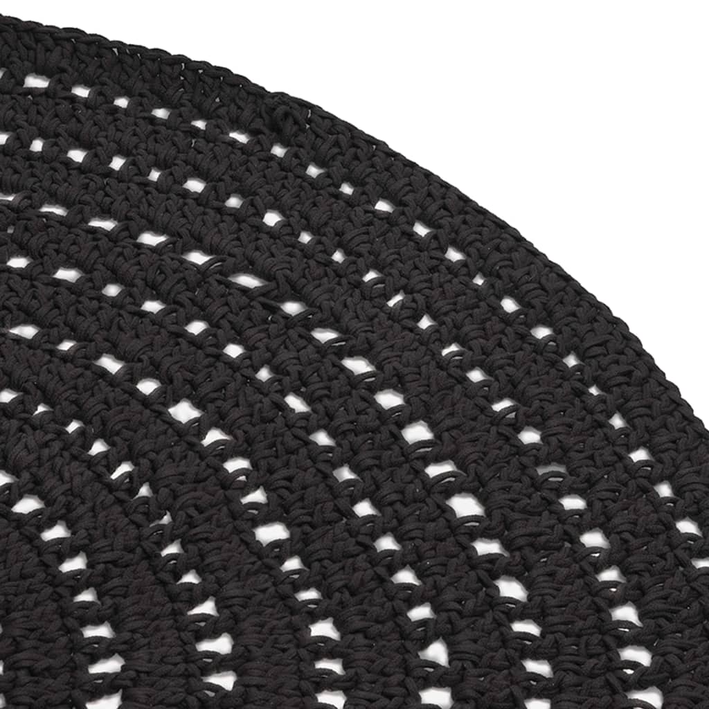 LABEL51 Carpet Knitted Cotton Round 150 cm Black