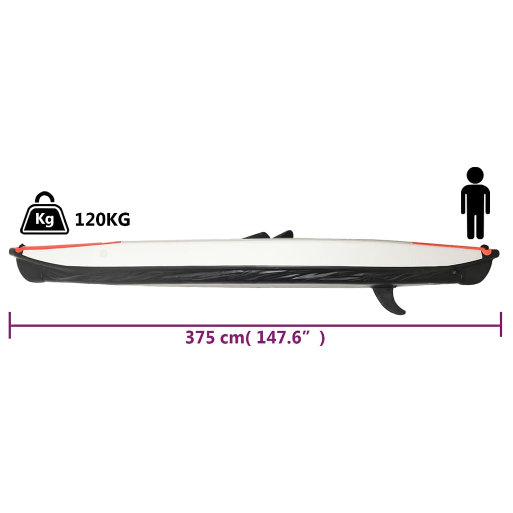vidaXL Inflatable Kayak Red 375x72x31 cm Polyester