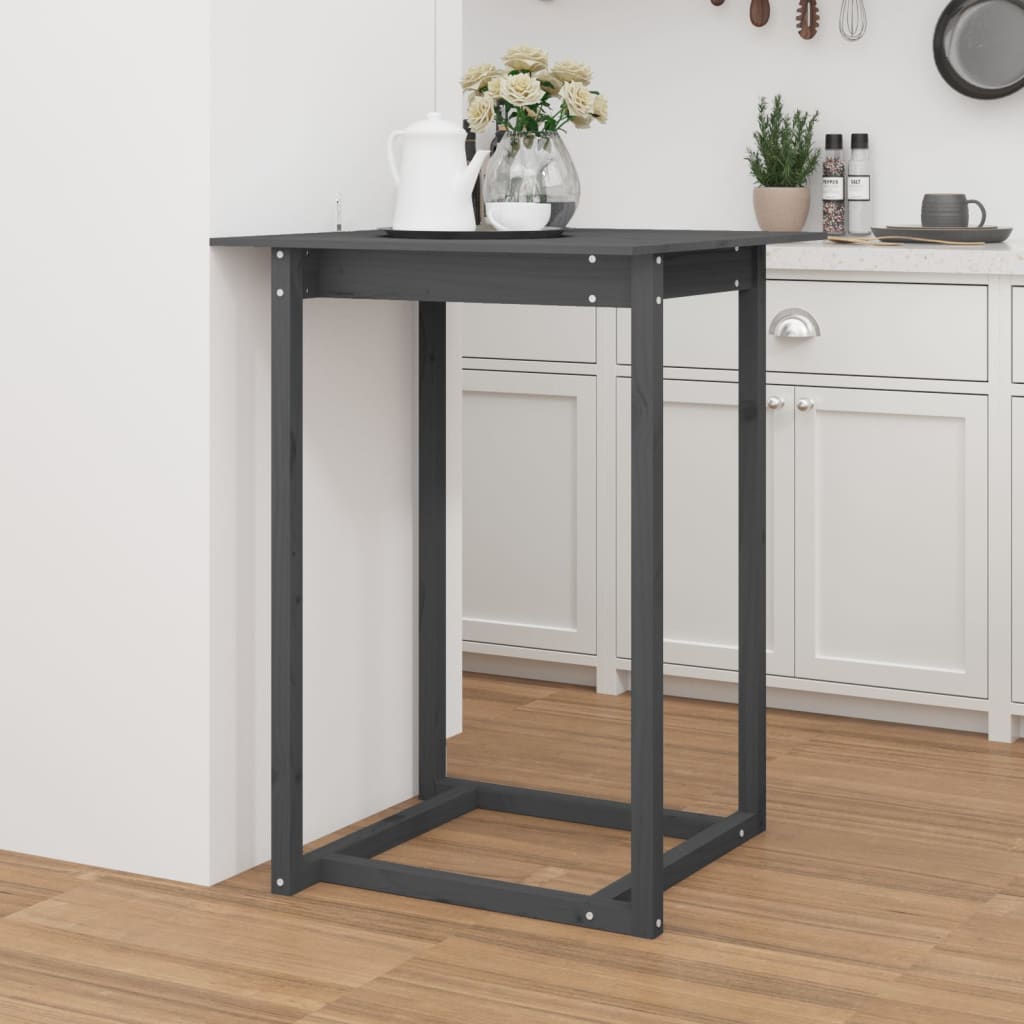 vidaXL Bar Table Grey 80x80x110 cm Solid Wood Pine