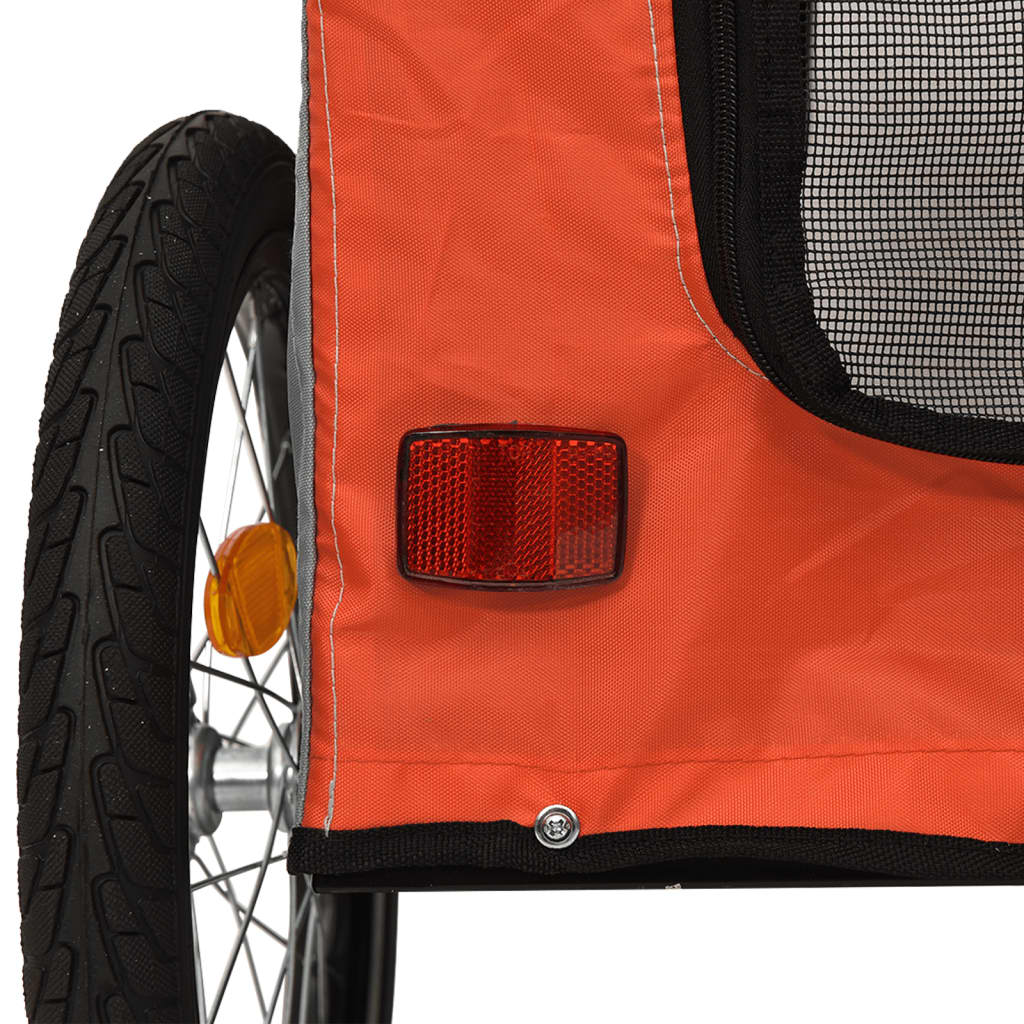 vidaXL Pet Bike Trailer Orange and Grey Oxford Fabric&Iron