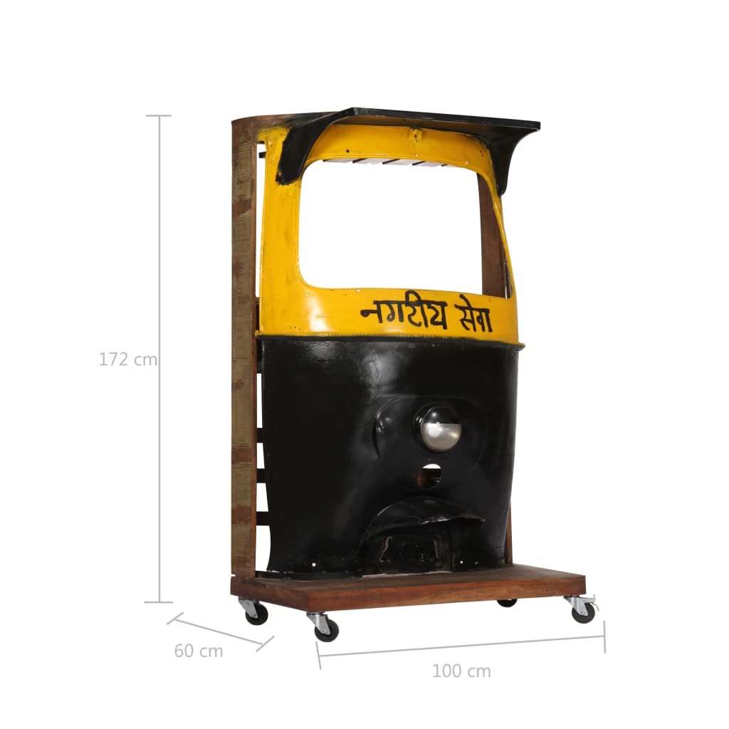 vidaXL Rickshaw Wine Cabinet 100x60x172 cm Solid Reclaimed Wood