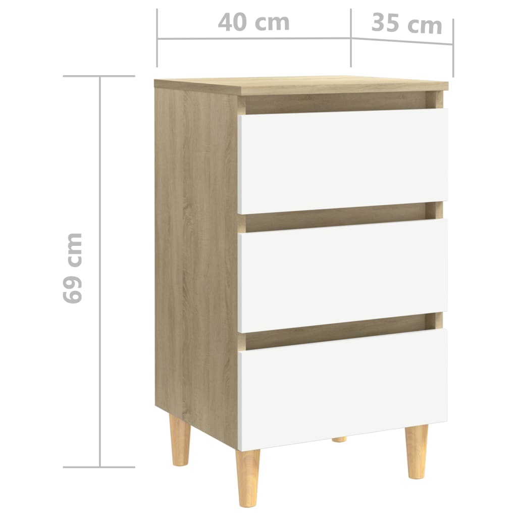 vidaXL Bed Cabinets & Wood Legs 2 pcs White & Sonoma Oak 40x35x69cm