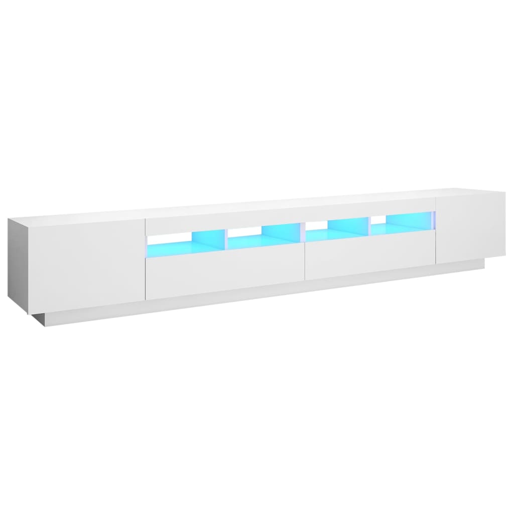 vidaXL TV Cabinet with LED Lights White 260x35x40 cm