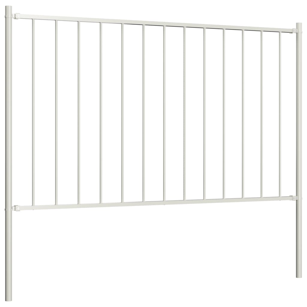 vidaXL Fence Panel with Posts Powder-coated Steel 1.7x1 m White
