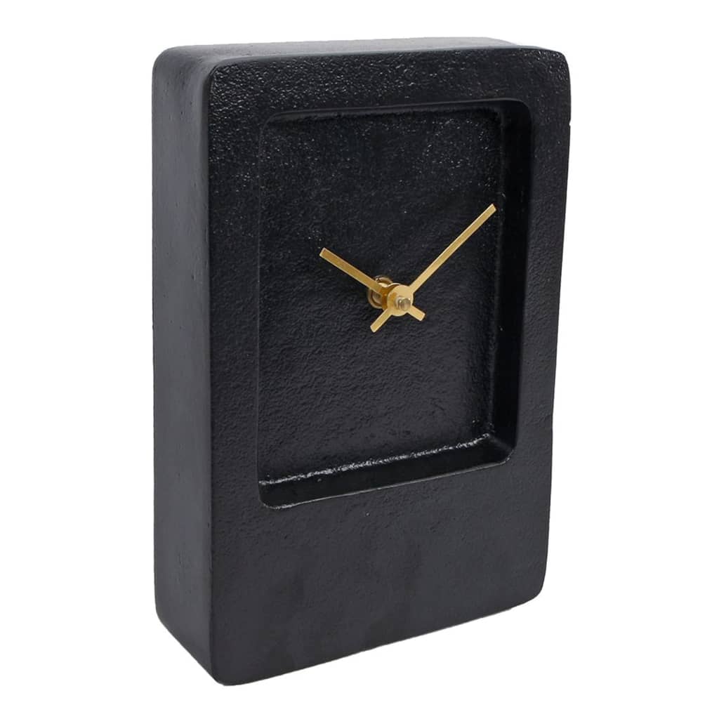Gifts Amsterdam Desk Clock Liverpool Aluminium Black 14.5x5x21.5 cm
