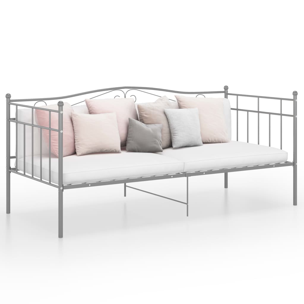vidaXL Sofa Bed Frame Grey Metal 90x200 cm