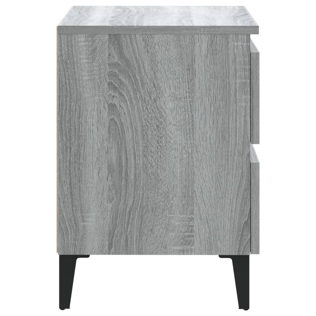 vidaXL Bed Cabinet with Metal Legs Grey Sonoma 40x35x50 cm