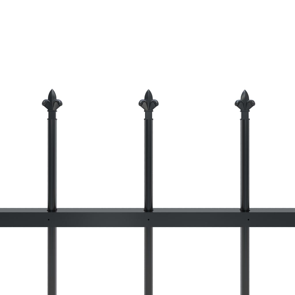 vidaXL Garden Fence with Spear Top Steel 5.1x0.8 m Black