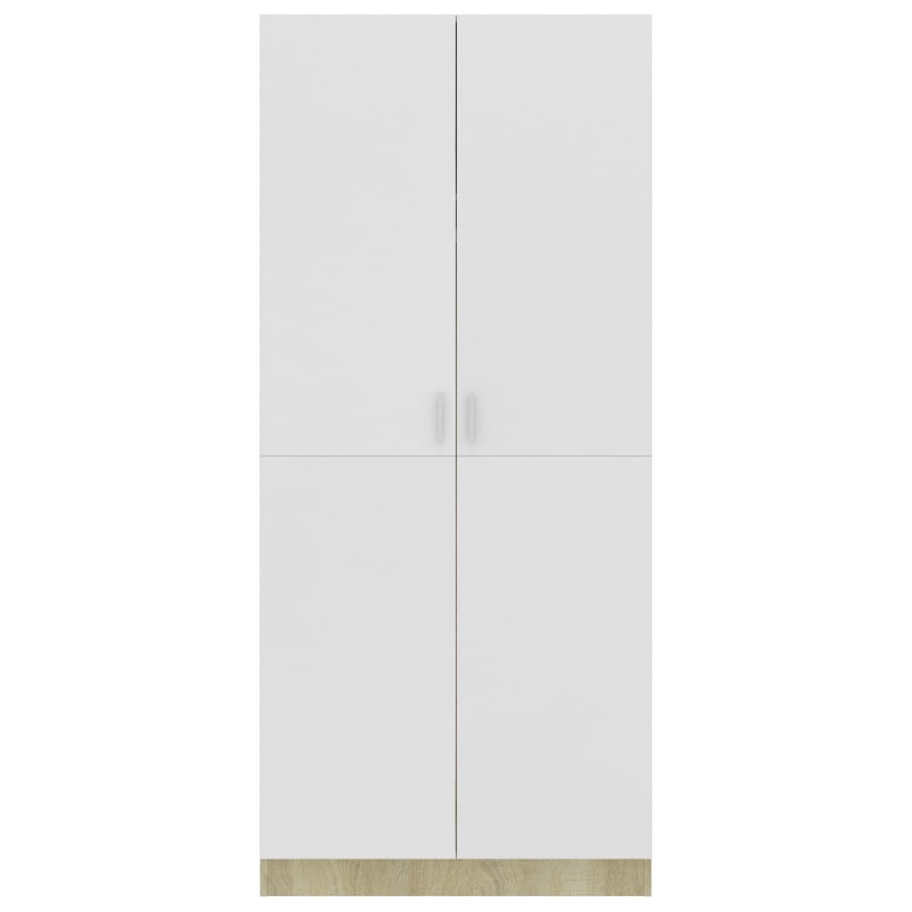 vidaXL Wardrobe White and Sonoma Oak 80x52x180 cm Engineered Wood