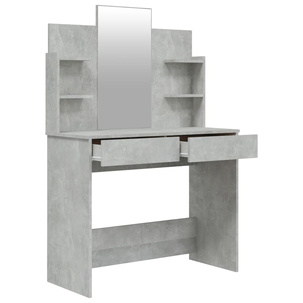 vidaXL Dressing Table with Mirror Concrete Grey 96x40x142 cm