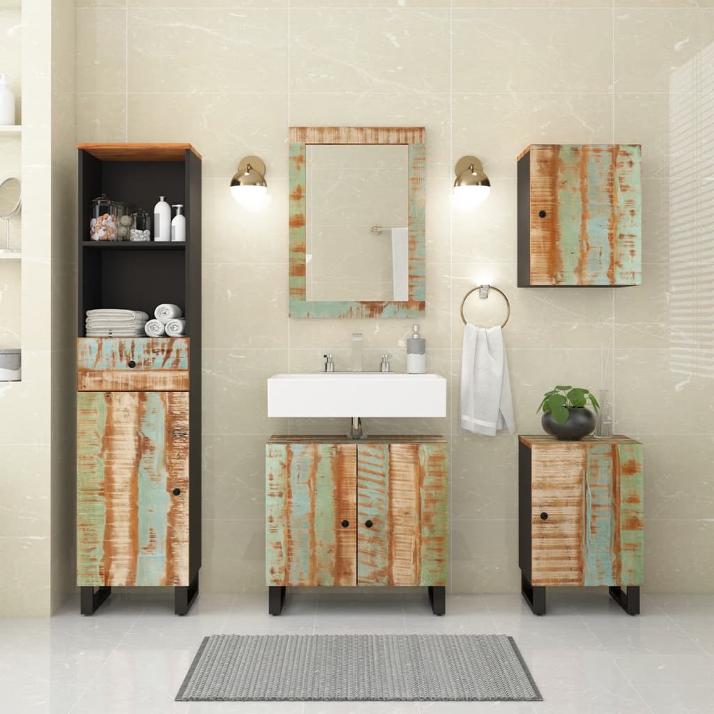 vidaXL 5 Piece Bathroom Furniture Set Solid Wood Reclaimed