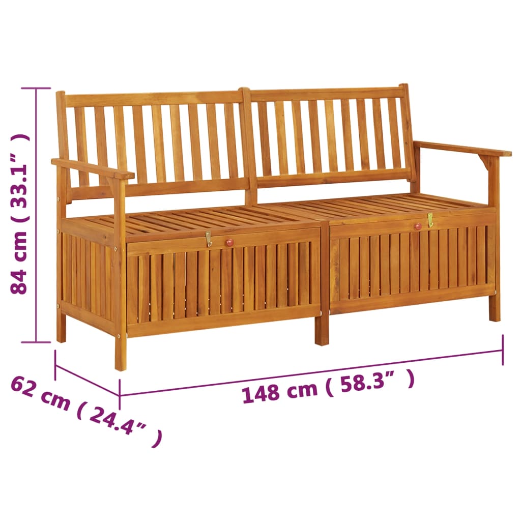 vidaXL Storage Bench 148 cm Solid Wood Acacia