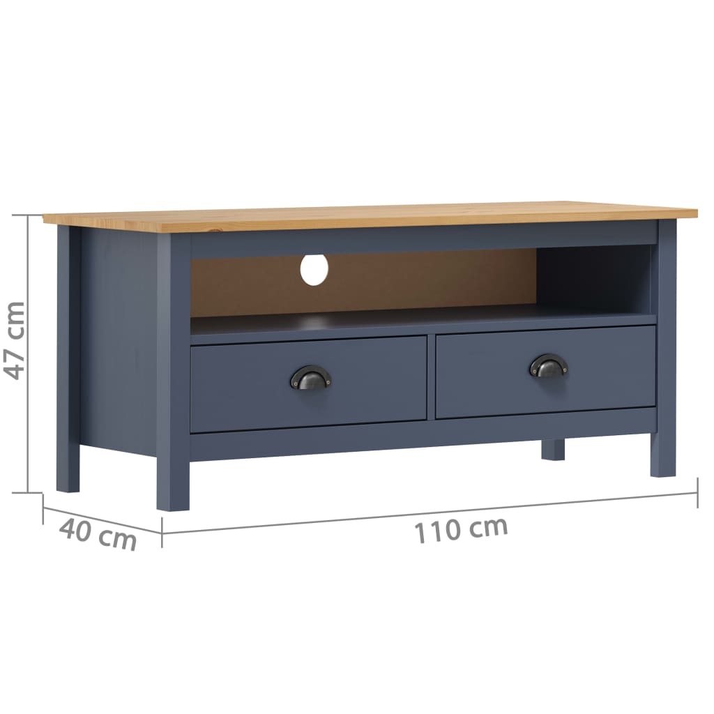 vidaXL TV Cabinet Hill Grey 110x40x47 cm Solid Pine Wood