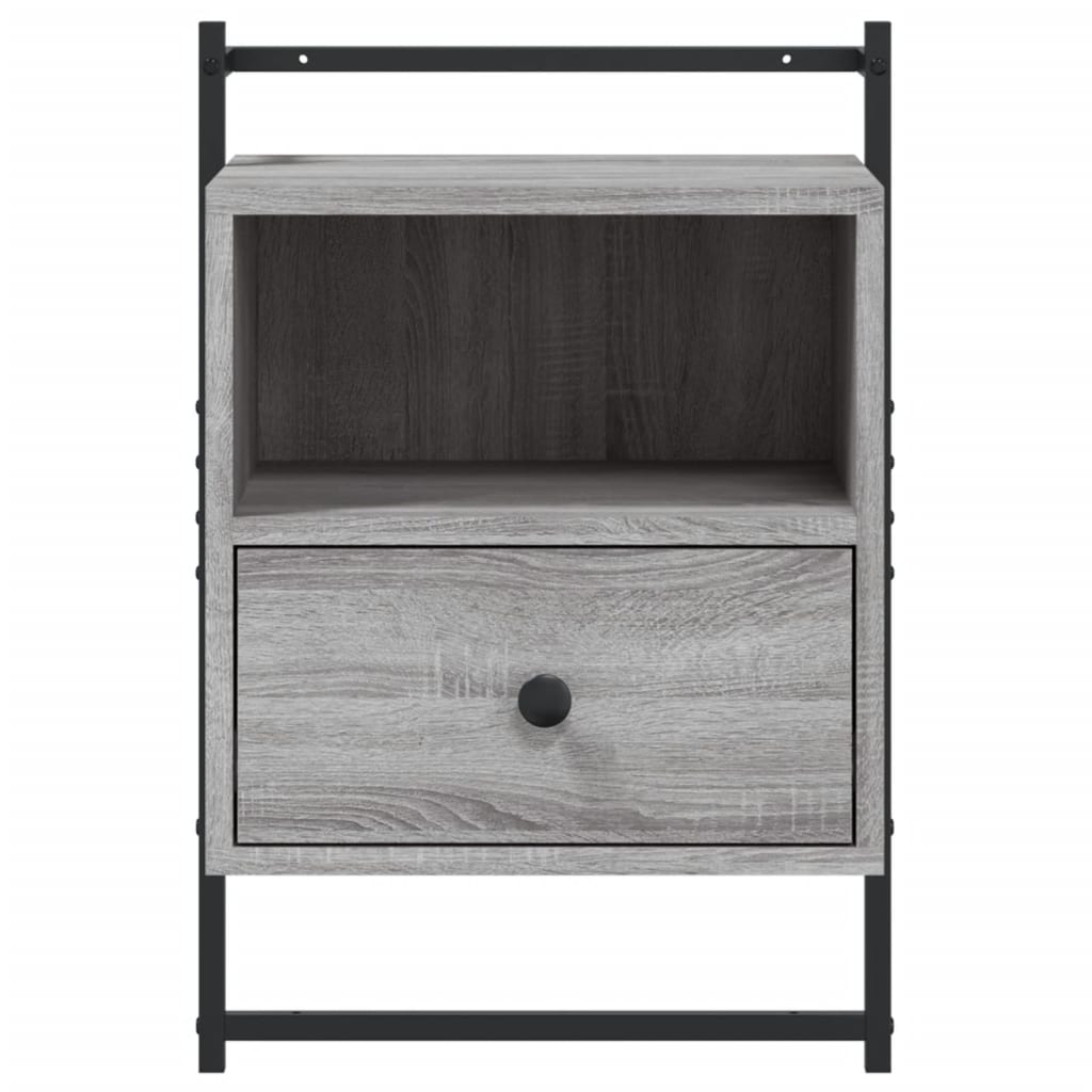vidaXL Bedside Cabinet Wall-mounted Grey Sonoma 40x30x61 cm Engineered Wood