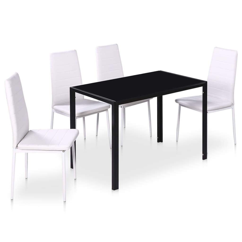 vidaXL 5 Piece Dining Table Set Black and White