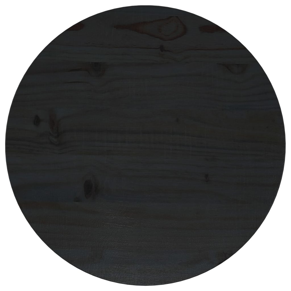 vidaXL Table Top Black Ø40x2.5 cm Solid Wood Pine