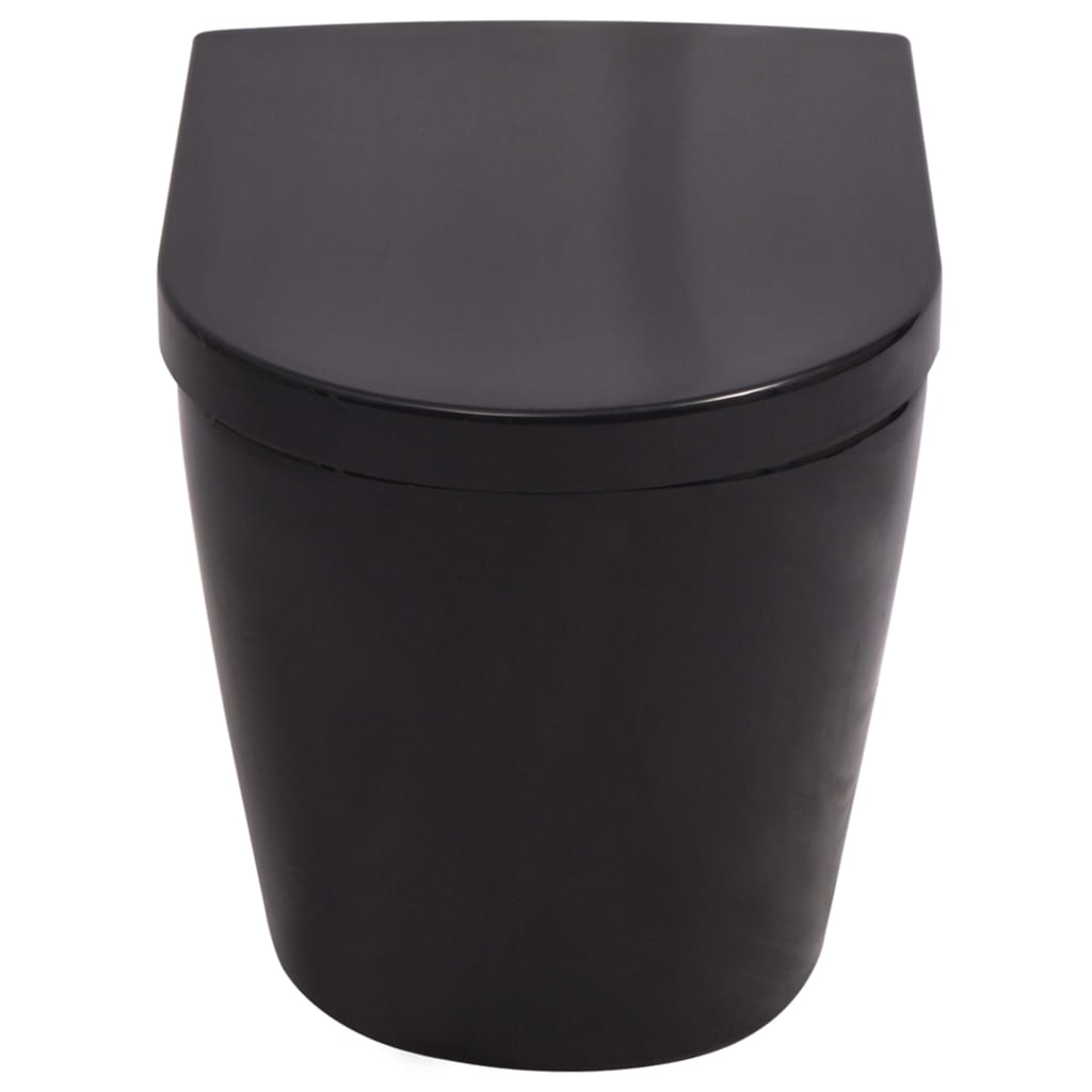 vidaXL Wall Hung Toilet with Concealed Cistern Ceramic Black
