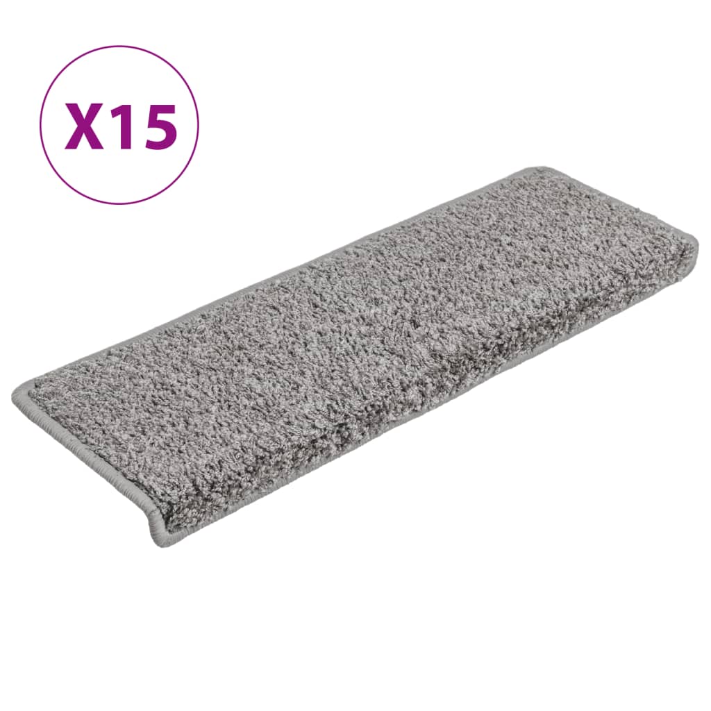 vidaXL Carpet Stair Treads 15 pcs 65x21x4 cm Grey