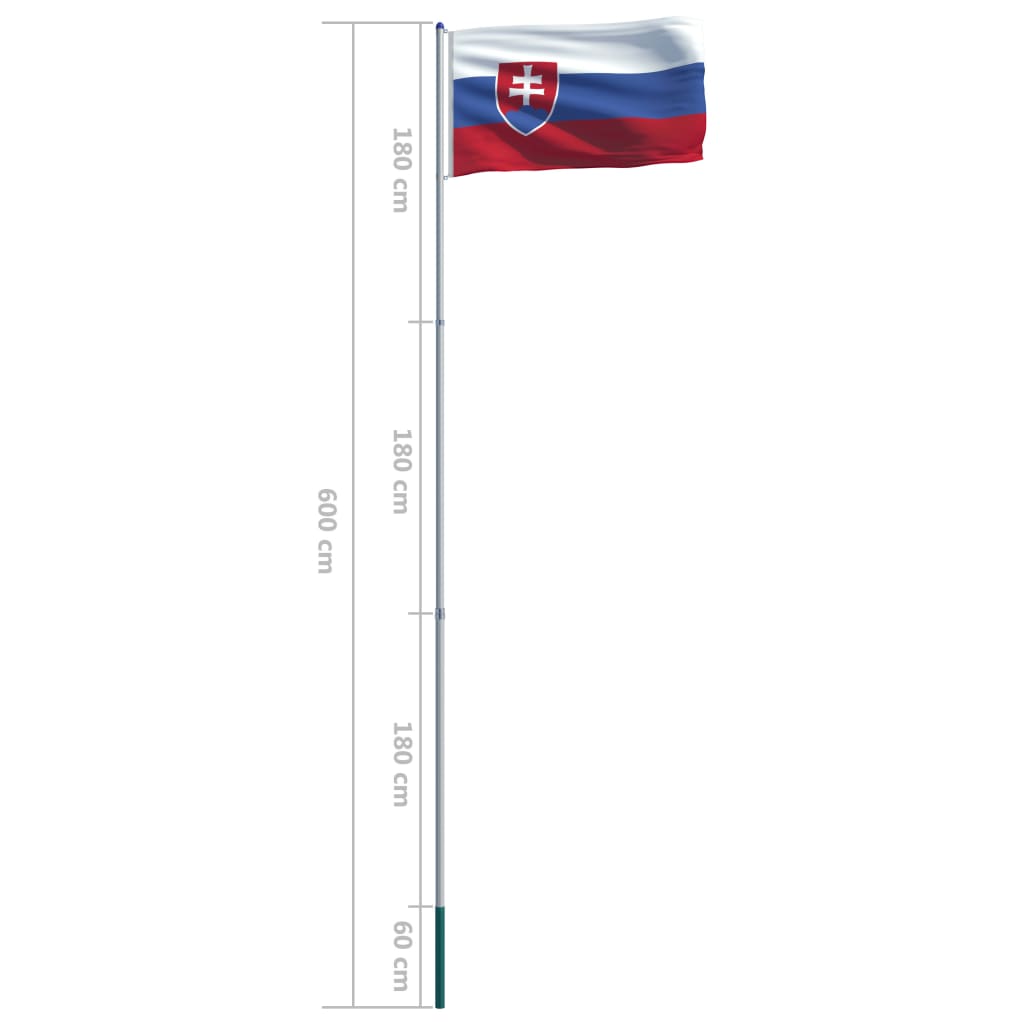 vidaXL Slovakia Flag and Pole Aluminium 6 m