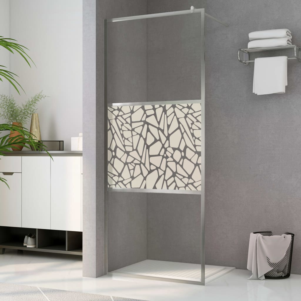 vidaXL Walk-in Shower Wall ESG Glass with Stone Design 80x195 cm