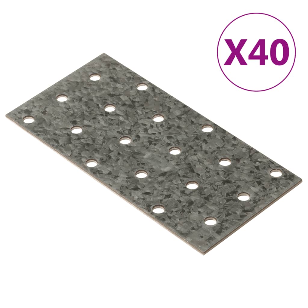 vidaXL Perforated Plates 40 pcs 2 mm 120x60 mm Galvanised Steel