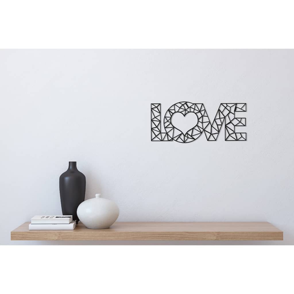 Homemania Wall Decoration Words Love 50x20 cm Steel Black