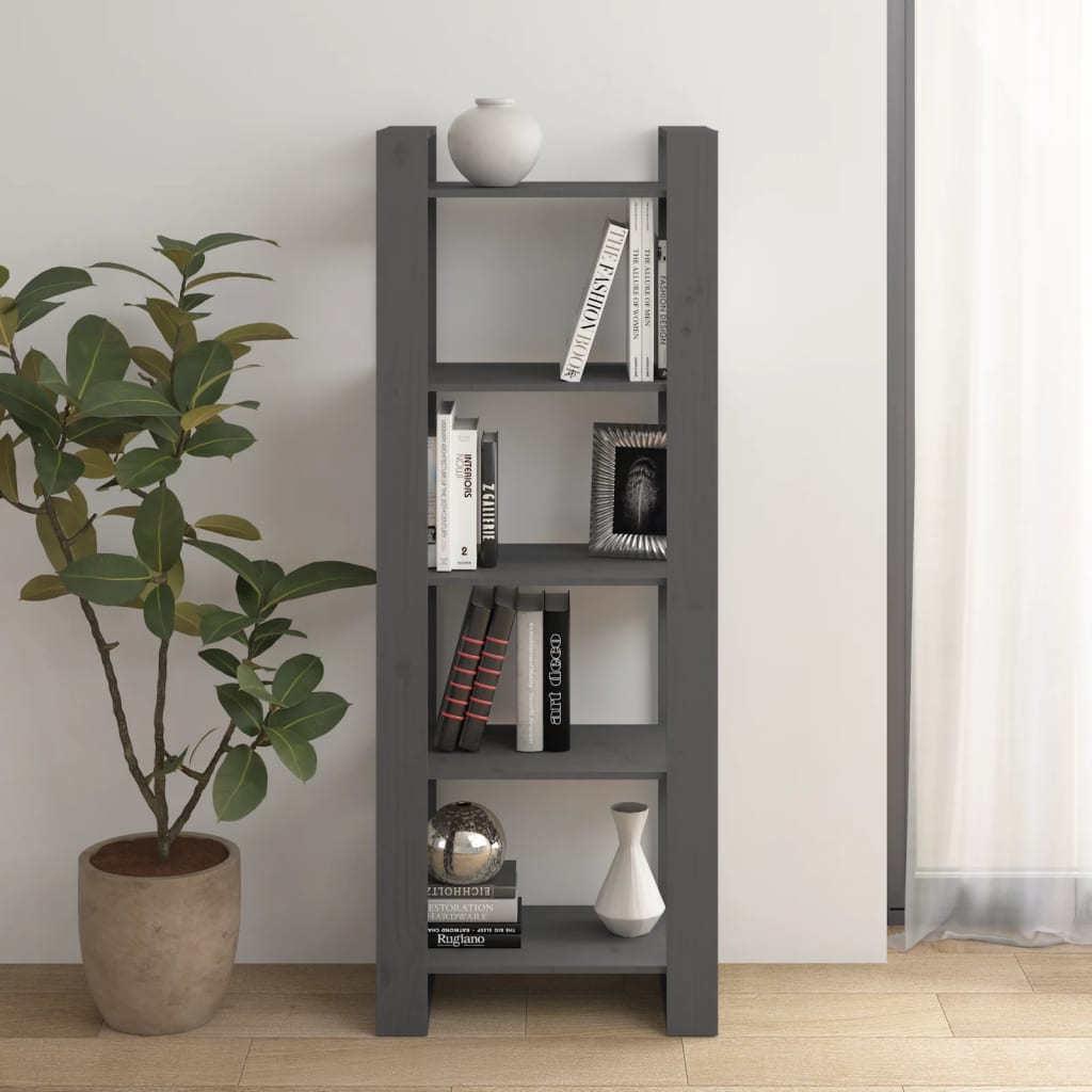 vidaXL Book Cabinet/Room Divider Grey 60x35x160 cm Solid Wood