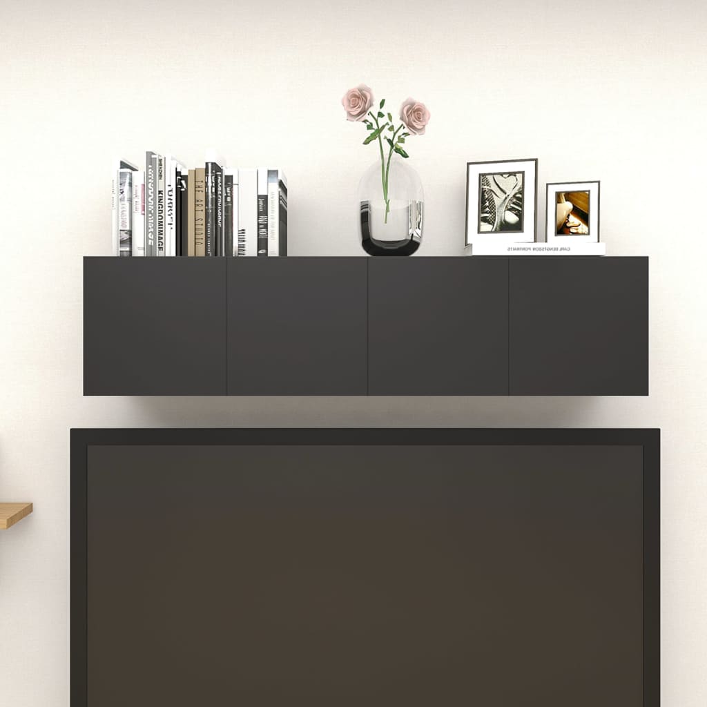 vidaXL Wall Mounted TV Cabinets 4 pcs High Gloss Black 30.5x30x30 cm