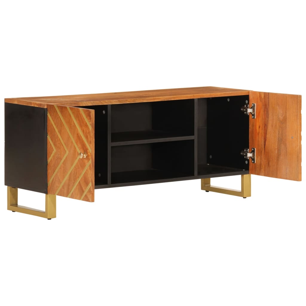 vidaXL TV Cabinet Brown and Black 105x33.5x46 cm Solid Wood Mango