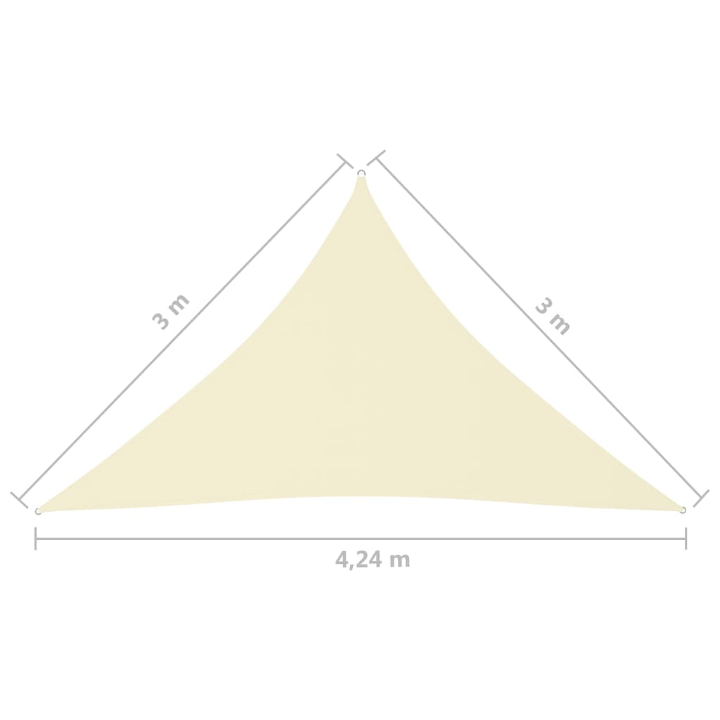 vidaXL Sunshade Sail Oxford Fabric Triangular 3x3x4.24 m Cream