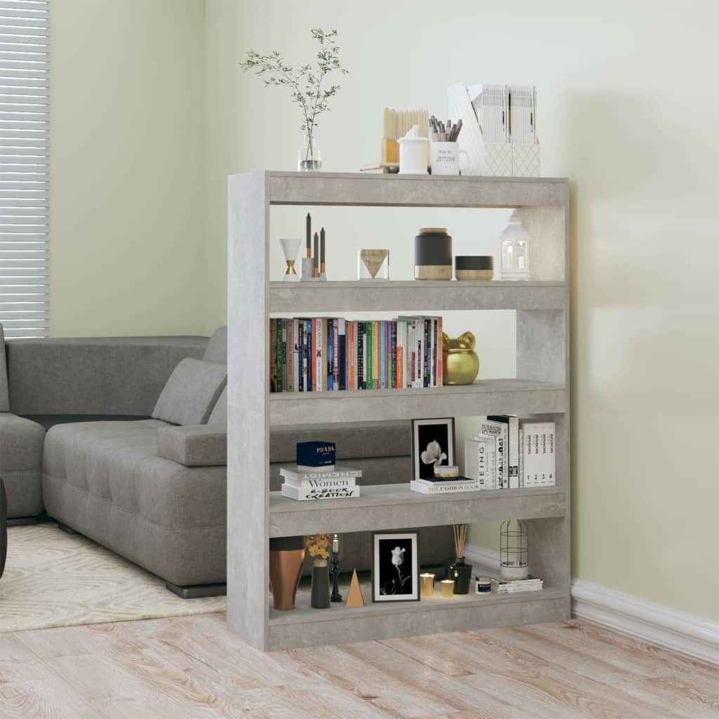 vidaXL Book Cabinet/Room Divider Concrete Grey 100x30x135 cm