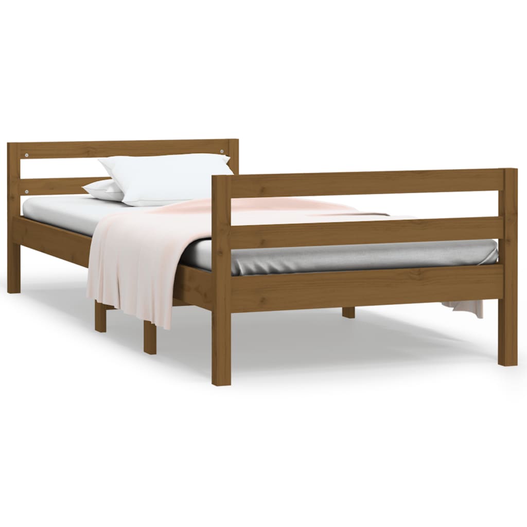 vidaXL Bed Frame Honey Brown 75x190 cm Small Single Solid Wood Pine