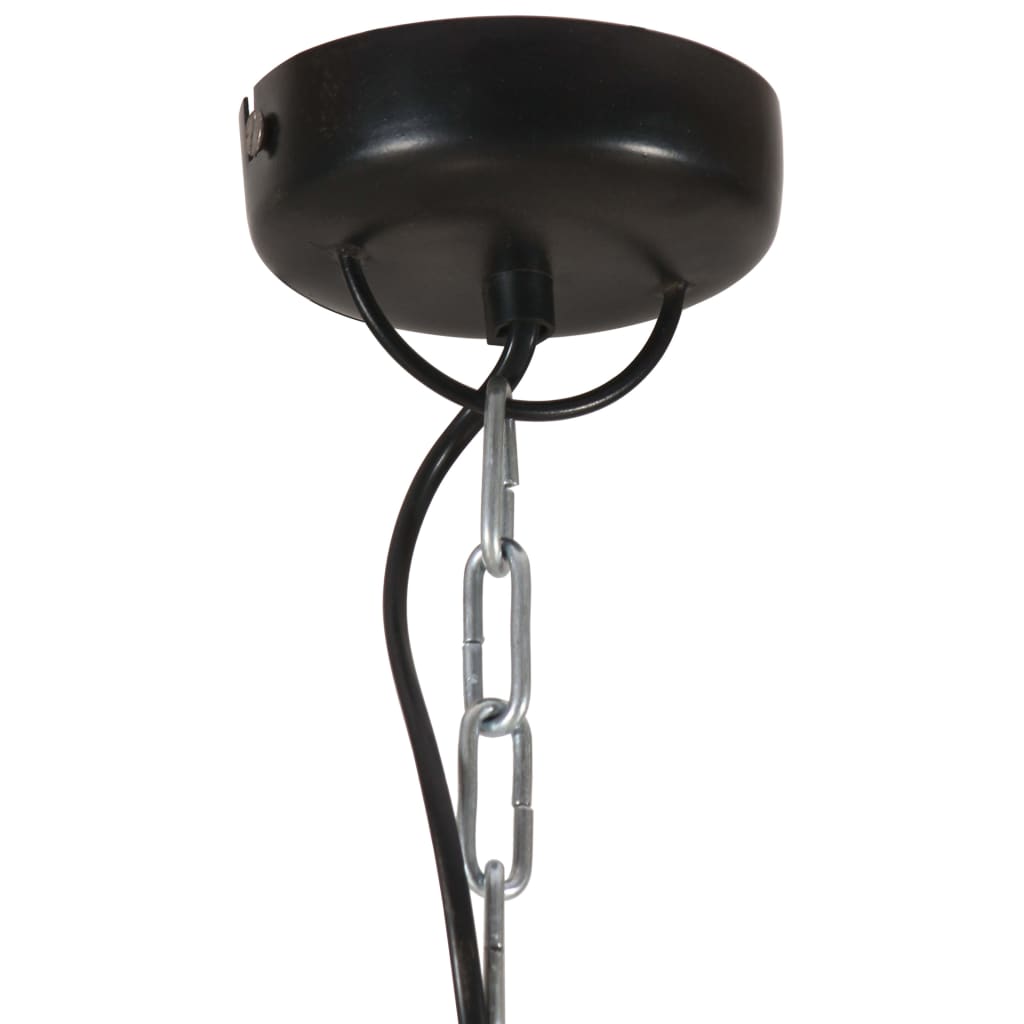 vidaXL Industrial Hanging Lamp 25 W Black Round Mango Wood 32 cm E27