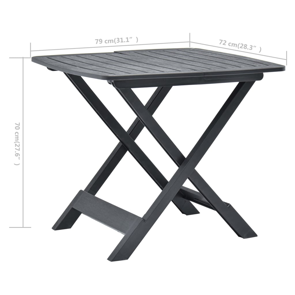vidaXL Folding Garden Table Anthracite 79x72x70 cm Plastic