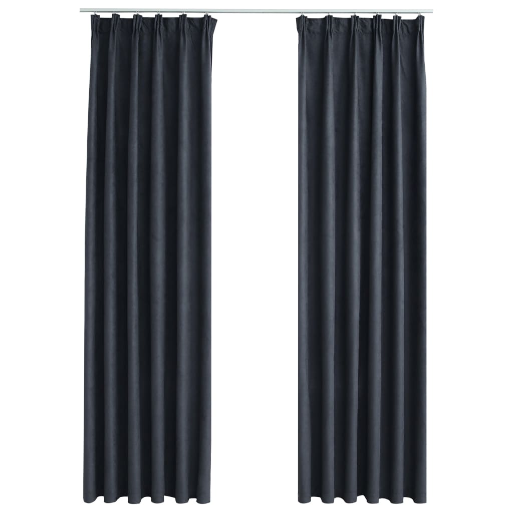 vidaXL Blackout Curtains with Hooks 2 pcs Anthracite 140x245 cm