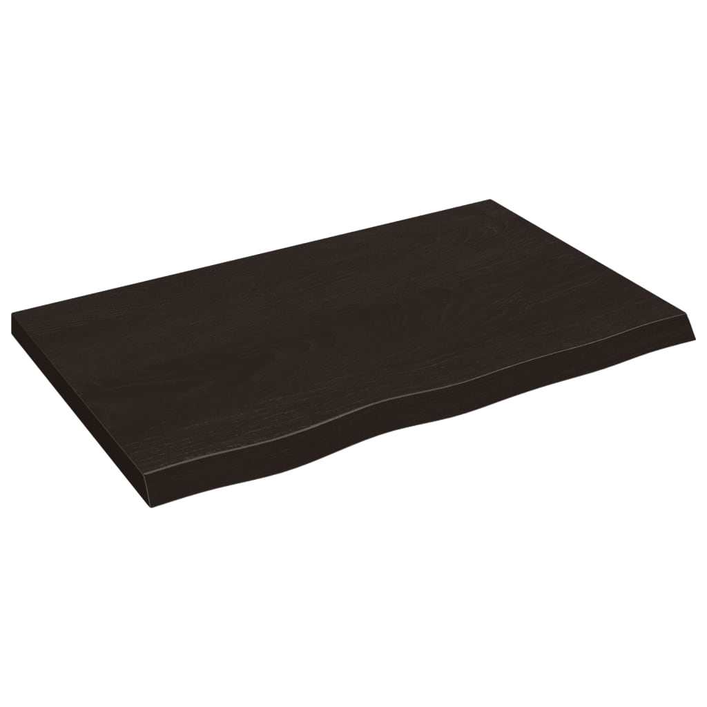 vidaXL Table Top Dark Brown 80x50x(2-4) cm Treated Solid Wood Oak