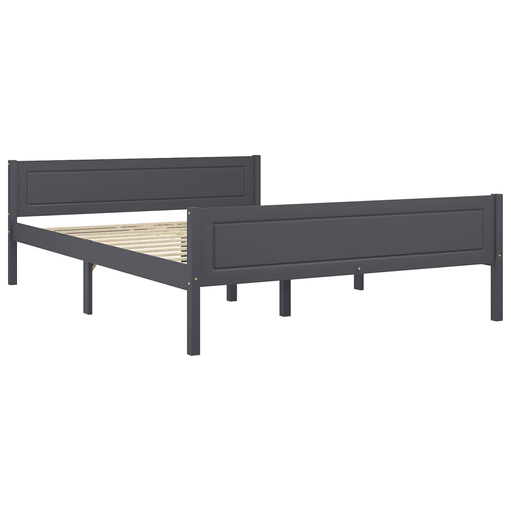 vidaXL Bed Frame Solid Pinewood Grey 160x200 cm