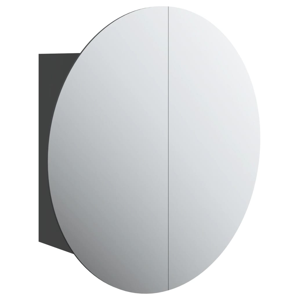 vidaXL Bathroom Cabinet with Round Mirror&LED Black 47x47x17.5 cm