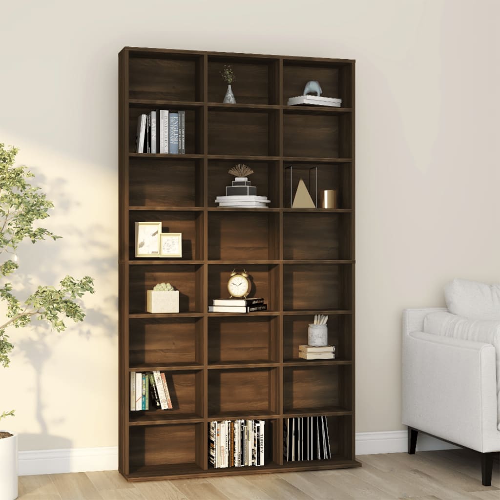 vidaXL CD Cabinet Brown Oak 102x23x177.5 cm Engineered Wood