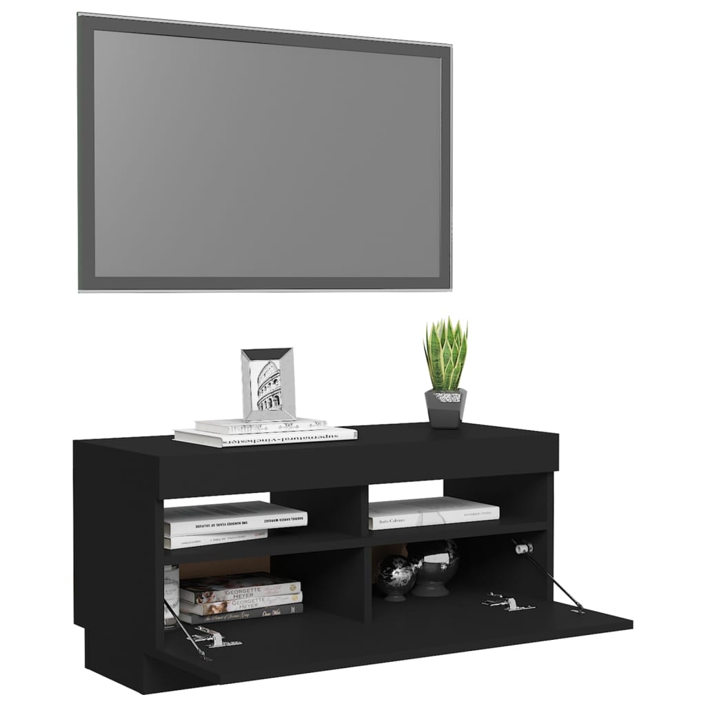 vidaXL TV Cabinet with LED Lights Black 80x35x40 cm
