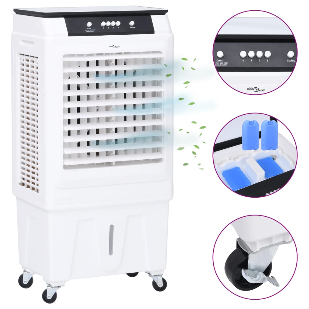 vidaXL 3-in-1 Portable Air Cooler White and Black 480x340x980 mm 120 W