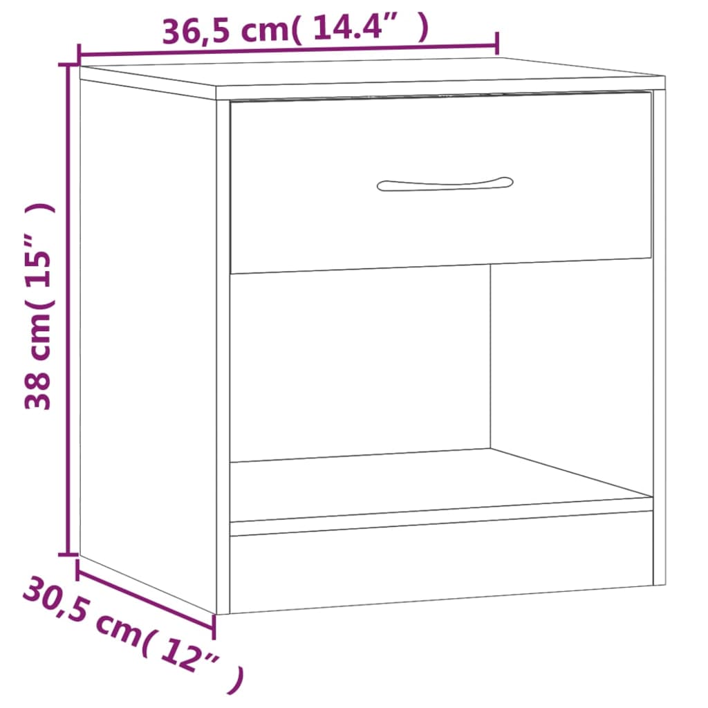 vidaXL Bedside Cabinets 2 pcs with Drawer High Gloss White