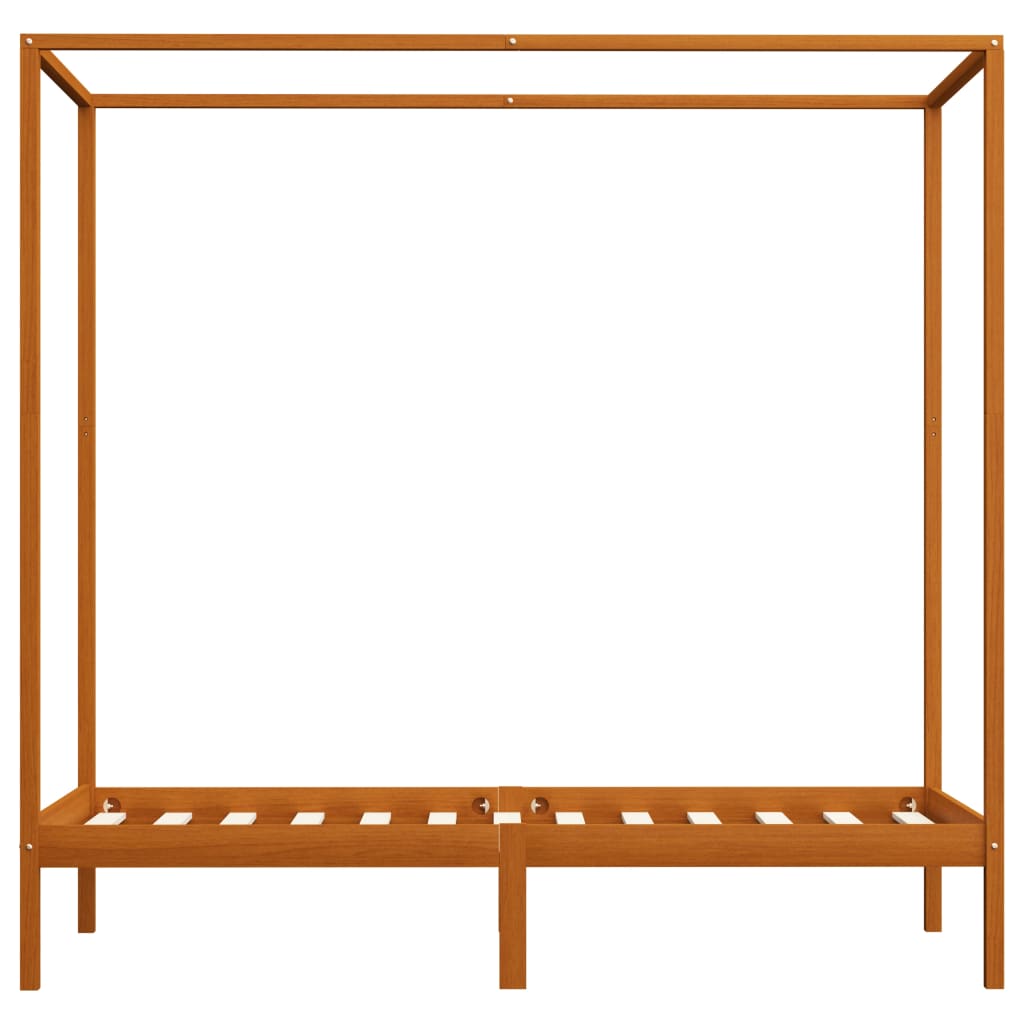 vidaXL Canopy Bed Frame Honey Brown Solid Pine Wood 100x200 cm