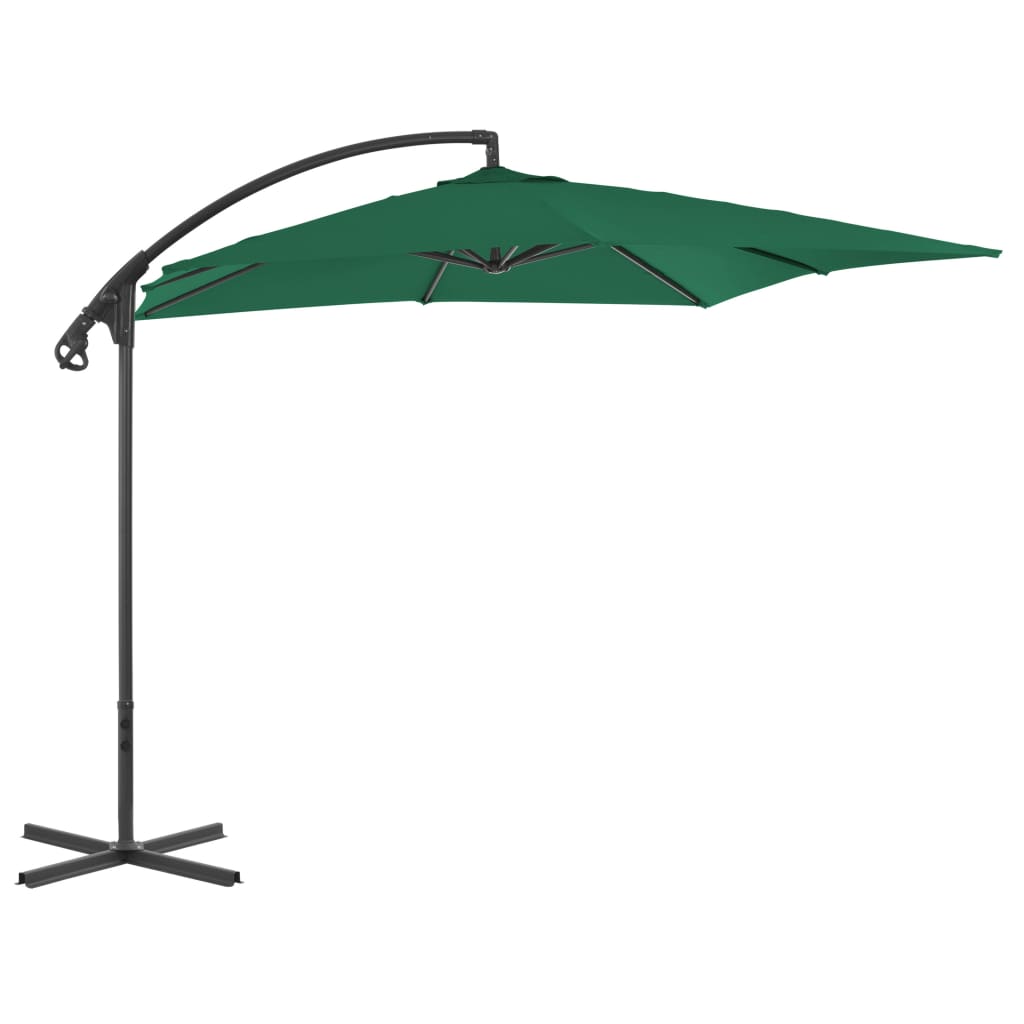 vidaXL Cantilever Umbrella with Steel Pole 250x250 cm Green
