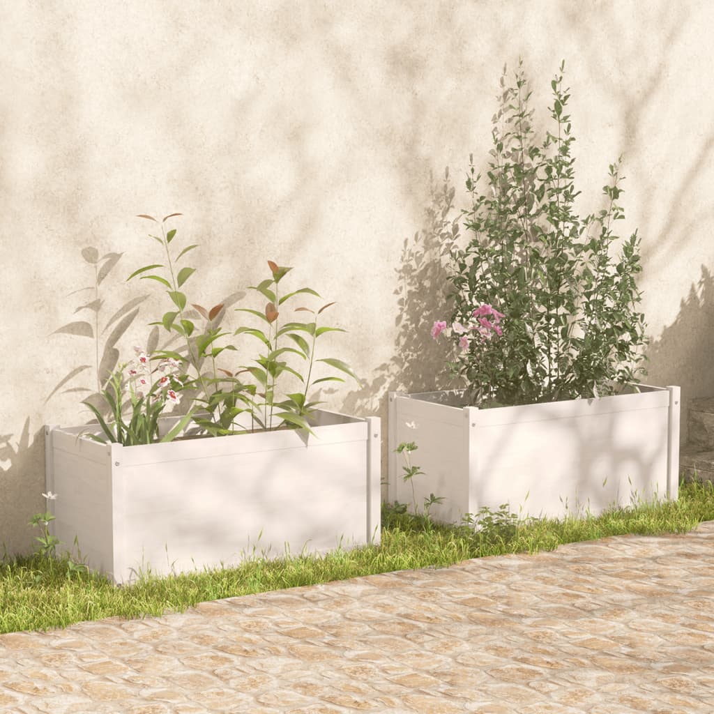 vidaXL Garden Planters 2 pcs White 100x50x50 cm Solid Pinewood