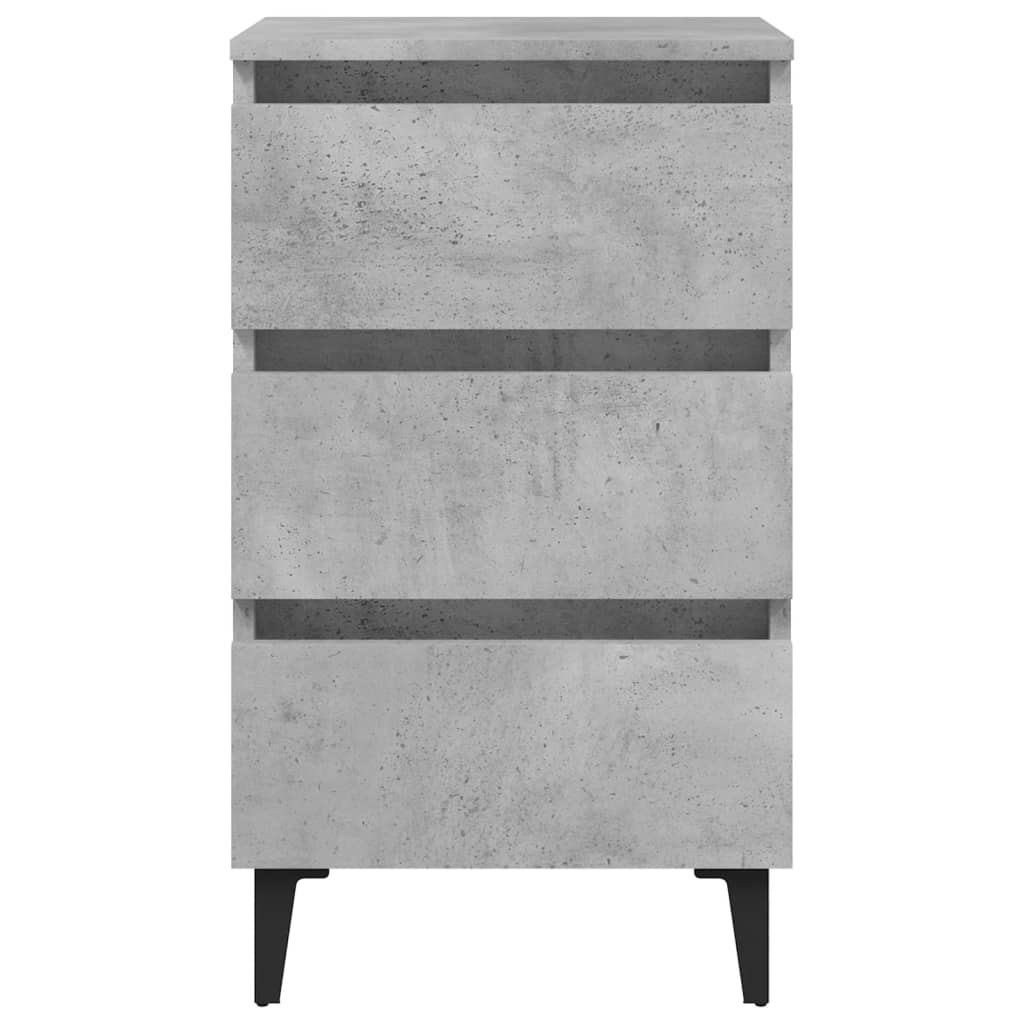 vidaXL Bed Cabinet with Metal Legs Concrete Grey 40x35x69 cm