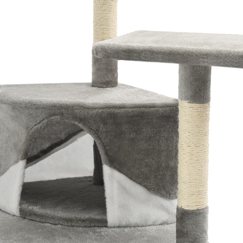 vidaXL Cat Tree with Sisal Scratching Posts 203 cm Grey and White